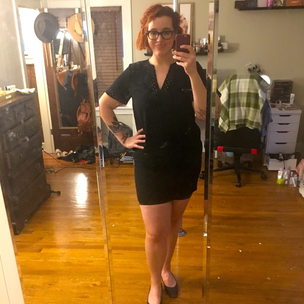 NWOT Madewell Black Laser-cut Shift Dress